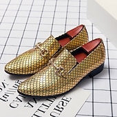 cheap Semi-Formal-Men&#039;s Unisex Loafers &amp; Slip-Ons Walking Business British Wedding Office &amp; Career Faux Leather Loafer Silver Gold Summer Spring