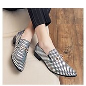 cheap Semi-Formal-Men&#039;s Unisex Loafers &amp; Slip-Ons Walking Business British Wedding Office &amp; Career Faux Leather Loafer Silver Gold Summer Spring