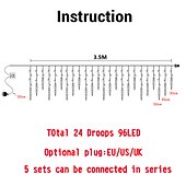 Χαμηλού Κόστους Plug In Ηλεκτρικό-3,5m 96 led κορδόνι φωτός με 24 κρεμασμένους παγοκώνους λαμπάκια πάγου χριστουγεννιάτικο στεφάνι κουρτίνα νεράιδα φωτάκια κορδόνι διακόσμηση κήπου προαιρετικά ε.ε. Ηνωμένο Βασίλειο