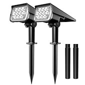 economico Fari Esterni-2pcs riflettore di paesaggio solare all&#039;aperto 2 modalità di luminosità 2 in 1 riflettore di paesaggio solare ip67 luce esterna solare impermeabile luci di via della luce del prato