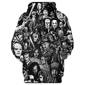 abordables Sudaderas con capucha para hombre-Wishine sudaderas con capucha unisex impresión digital 3d película de terror payaso sudadera pulóver top negro xl tops de calavera