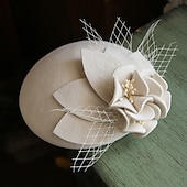 olcso Kalapok és fejdíszek-fascinators kentucky derby sapka gyapjú vödör sapka lóverseny női nap melbourne csésze virág elegáns virágos tüll fejdísz fejfedő
