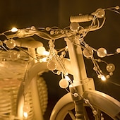 cheap Battery String Lights-5m 50leds Pearl Wire Copper String Lights Battery Powered Fairy Lamp Christmas Wedding Party Home Garland Holiday Decoration