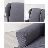 abordables Cubierta de sillón y silla sin brazo-Funda de sillón con respaldo alto, funda de sillón elástica, funda de sofá con funda de cojín en T, color liso, burdeos, rojo, suave y duradera