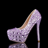 halpa Puolimuodollinen-naisten hopeakivikoristeiset korkokengät – lumoavat morsius- tai iltakengät häihin ja erikoistilaisuuksiin