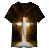 ieftine Tricouri cu credință-Bărbați Grafic Σταυρός Tricou Tricouri creștine Manșon scurt Tricou Tipărire 3D Stil Nautic Cămașă Designer Clasic Casual Zilnic Sport Sfârșit de săptămână Negru Vară Îmbrăcăminte S M L XL XXL 3XL