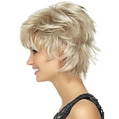 baratos peruca mais velha-perucas loiras curtas peruca loira omber com corte pixie para mulheres cabelo natural ondulado real peruca sintética com franja