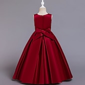 preiswerte Kleider für die Blumenmädchen-Blumenmädchenkleid Mädchen Kleid Partykleid Hochzeit Party Niedlich Prinzessin Gerafft Druck Blumen Ärmellos Rundhalsausschnitt Weiß Wein 4-13 Jahre