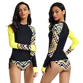 cheap Rash Guards-Women&#039;s Rash guard Swimsuit UV Sun Protection Breathable Quick Dry Long Sleeve Swimwear Bathing Suit 2 Piece Swimming Surfing Water Sports Floral Summer Spring Autumn / Fall