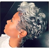 abordables Perruques de qualité supérieure-Afro bouclés synthétiques perruques pour les femmes noires courtes gris perruques pour les femmes noires afro-américain court noir brun bouclés perruques