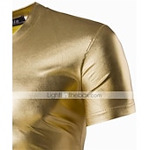 お買い得  ベーシックTシャツ-男性用 シャツ Tシャツ 半袖 Ｖネック 夏 平織り 誇張された デザイナー 大きくて背が高い ウェディングパーティー カクテルの服装 シルバー ブラック ゴールド メンズトップTシャツ