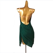 levne soutěžní šaty-tanec salsa latin dance dress čistý barevný tyl dámské tréninkové představení bez rukávů chinlon