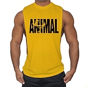 economico T-shirt e canotte attive da uomo-uomo uomo bodybuilding animale canottiera canotta t-shirt stampa vintage gilet camicia muscolare stampa 85% cotone 15% elastan, nero , m