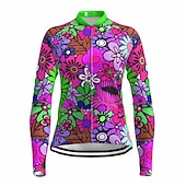 billiga Tröjor för kvinnor-Dam Cykeltröja Regnbåge Blommig Botanisk HBTQ Långärmad Cykel Tröja Överdelar med 3 bakfickor Bergscykling Vägcykling Snabb tork Reflexremsa Bakficka Fuktabsorberande sporter Gul Blå Purpur Kläder