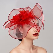 billige Coiffer-fjær / nettfascinatorer kentucky derby lue / hodeplagg med fjær / cap / blomst 1 stk bryllup / hesteveddeløp / melbourne cup hodeplagg