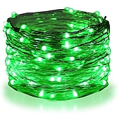 お買い得  USB電源-エレガントなウェディングパーティーレセプション、聖パトリックの日の緑色の LED ライト、8 つのモード、5m-20m USB、防水シルバー銅線、リモコン付き、家の装飾用
