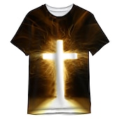 ieftine Tricouri cu credință-Bărbați Grafic Σταυρός Tricou Tricouri creștine Manșon scurt Tricou Tipărire 3D Stil Nautic Cămașă Designer Clasic Casual Zilnic Sport Sfârșit de săptămână Negru Vară Îmbrăcăminte S M L XL XXL 3XL
