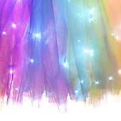 ieftine Rochii Unicorn-copii fete rochie tutu luminoasă cu unicorn cu led performanță de ziua de naștere plasă încrețită mozaic violet curcubeu albastru deschis bumbac deasupra genunchiului costum fără mâneci rochii drăguțe toamnă vară