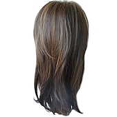 billige Syntetiske trendy parykker-brune parykker for kvinner lang cosplay fest sjarmerende parykker for kvinner blandede parykker - svart brun