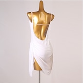 levne soutěžní šaty-tanec salsa latin dance dress čistý barevný tyl dámské tréninkové představení bez rukávů chinlon