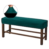 ieftine Cuvertură taburet-acoperire bancă întinsă slipcover elastic scaun canapea catifea alb gri negru mobilier pentru sufragerie bucătărie în aer liber simplu solid moale durabil lavabil
