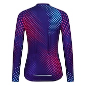 abordables Maillots de mujer-Mujer Maillot de Ciclismo A Lunares Manga Larga Bicicleta Maillot Camiseta con 3 bolsillos traseros MTB Bicicleta Montaña Ciclismo Carretera Secado rápido Bandas Reflectantes Bolsillo trasero