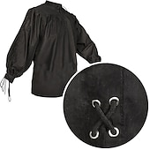 cheap Tops-Warrior Plus Size Punk &amp; Gothic Medieval Renaissance 17th Century T-shirt Men's Costume Vintage Cosplay Party Long Sleeve Shirt