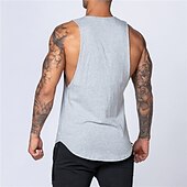 お買い得  ランニングTシャツとタンクトップ-男性用 ランニングタンクトップ ワークアウト用タンクトップ ノースリーブ Tシャツ スポーツ コットン 高通気性 吸汗性 ソフト ジムトレーニング ランニング アクティブトレーニング スポーツウェア アクティブウェア ブラック ホワイト アーミーグリーン