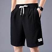 Χαμηλού Κόστους Casual σορτς-Ανδρικά Σορτσάκια Casual σορτς Κορδόνι Ελαστική μέση Ισιο πόδι Συμπαγές Χρώμα Αναπνέει Για Υπαίθρια Χρήση Μήκος γόνατος Causal Καθημερινά Μείγμα Βαμβακιού Καθημερινό Ένδυση γυμναστικής και άθλησης