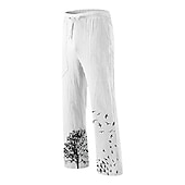 abordables Classique-Homme pantalon été Pantalon de plage Cordon Ceinture élastique Jambe droite Imprimés Photos Confort Respirable Toute la longueur du quotidien Mode Motifs 3D Ample Blanche Vert
