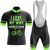 cheap Men&#039;s Clothing Sets-Men&#039;s Cycling Jersey with Bib Shorts Graphic Letter &amp; Number Funny Short Sleeve Bike Clothing Suit with 3 Rear Pockets Mountain Bike MTB Road Bike Cycling 3D Pad Quick Dry Soft Back Pocket Sports