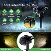 economico Fari Esterni-2pcs riflettore di paesaggio solare all&#039;aperto 2 modalità di luminosità 2 in 1 riflettore di paesaggio solare ip67 luce esterna solare impermeabile luci di via della luce del prato