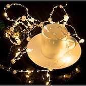 cheap Battery String Lights-5m 50leds Pearl Wire Copper String Lights Battery Powered Fairy Lamp Christmas Wedding Party Home Garland Holiday Decoration