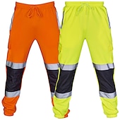 billiga Cargobyxor-Herr Militärbyxor Cargo byxor Taktiska byxor Långbyxor Arbetsbyxor Elastisk midja Reflekterande Vattentät Ledigt fluorescerande grön Svart