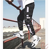 cheap Cargo Pants-Men&#039;s Cargo Pants Cargo Trousers Joggers Trousers Techwear Elastic Waist Classic Multi Pocket Plain Outdoor Sports Ankle-Length Casual Daily Cotton Streetwear Classic Style Black-White Purple