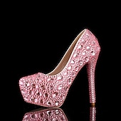 halpa Puolimuodollinen-naisten hopeakivikoristeiset korkokengät – lumoavat morsius- tai iltakengät häihin ja erikoistilaisuuksiin