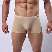 economico Boxer da uomo-Per uomo Tinta unita Classico Tinta unita Boxer A vita medio-alta Seta sintetica Rosa M