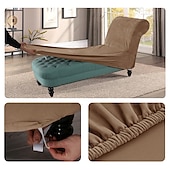 preiswerte Sesselabdeckung &amp; Armless Chair Cover-Stretch Samt Chaiselongue Stuhlhusse elastisch schwarz für Schlafzimmer Wohnzimmer weich strapazierfähig waschbar
