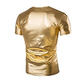 お買い得  ベーシックTシャツ-男性用 シャツ Tシャツ 半袖 Ｖネック 夏 平織り 誇張された デザイナー 大きくて背が高い ウェディングパーティー カクテルの服装 シルバー ブラック ゴールド メンズトップTシャツ