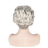 voordelige oudere pruik-grijze pruiken voor vrouwen synthetische pruik krullend krullend pixie knippen met pony pruik kort zilver synthetisch haar grijs