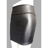 cheap Plain Skirts-Women&#039;s Normal Pencil Bodycon Work Skirts Sexy Mini High Waist Skirts Solid Colored Inelastic Holiday Casual Daily Black Red Brown Summer PU Faux Leather