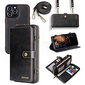 levne Pouzdra pro iPhone-Kryt na telefon pro iPhone 15 Pro Max Plus iPhone 14 13 12 11 Pro Max Mini X XR XS Max 8 7 Plus – Peněženkový kryt magnetický s poutkem šokuvzdorný jednobarevný TPU PC PU kůže