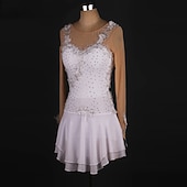 preiswerte Turnierkleid-Eiskunstlaufkleid Latein Spitze Kristalle / Strass Damen Mädchen Training Leistung Langarm High Mesh Spandex