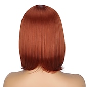 economico Parrucche di altissima qualità-parrucche arancioni per le donne porsmeer parrucche per capelli lisci a caschetto corto per le donne parrucca piena lunghezza della spalla naturale rosso zenzero