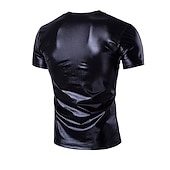 お買い得  ベーシックTシャツ-男性用 シャツ Tシャツ 半袖 Ｖネック 夏 平織り 誇張された デザイナー 大きくて背が高い ウェディングパーティー カクテルの服装 シルバー ブラック ゴールド メンズトップTシャツ