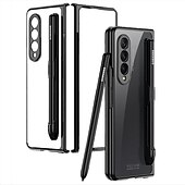 Χαμηλού Κόστους Samsung Θήκη-τηλέφωνο tok Για Samsung Galaxy Z Fold 3 Πίσω Κάλυμμα Προστατευτικό φακού κάμερας Σταντ ποδηλάτου με υποδοχή για στυλό Μονόχρωμο PC