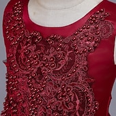 preiswerte Kleider für die Blumenmädchen-Blumenmädchenkleid Mädchen Kleid Partykleid Hochzeit Party Niedlich Prinzessin Gerafft Druck Blumen Ärmellos Rundhalsausschnitt Weiß Wein 4-13 Jahre