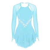 رخيصةأون فساتين التزلج الفني-فستان التزلج الراقص نسائي للفتيات تزلج على الجليد الفساتين أسود أبيض أصفر فتح الظهر شبكة سباندكس عالية المرونة تمرين منافسة ملابس التزلج مرصع بالجواهر حجر الراين كم طويل