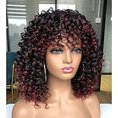 baratos Perucas de Qualidade Superior-perucas pretas para mulheres mais bonitas perucas afro encaracoladas pretas com mechas castanhas quentes peruca com franja para mulheres negras naturais que procuram o dia a dia