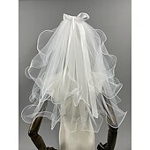 baratos Véus de Noiva-Duas Camadas Clássico / Doce Véus de Noiva Véu Cotovelo com Arco de Cetim 23,62 cm (60 centímetros) Renda